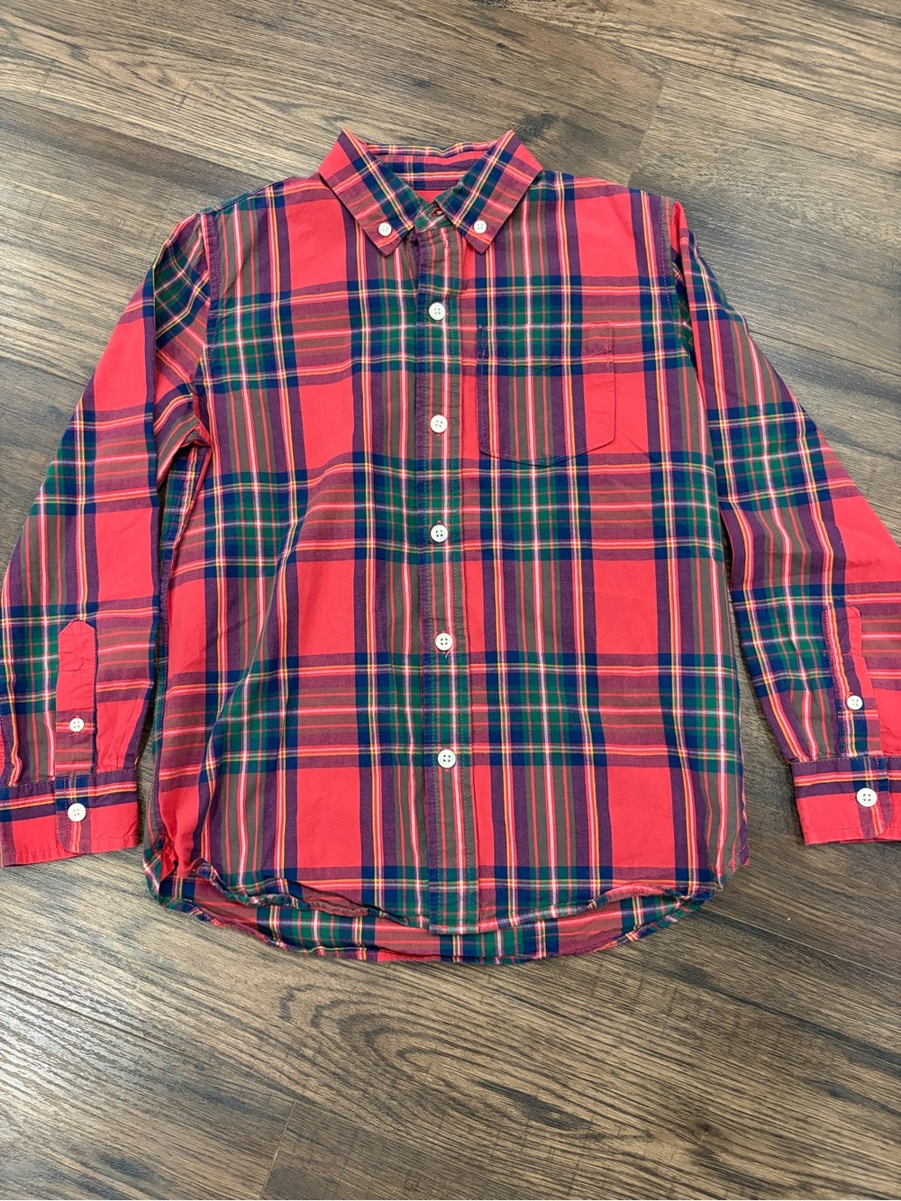 GAP Kids Dark Salmon and Blue Plaid Shirt Size M